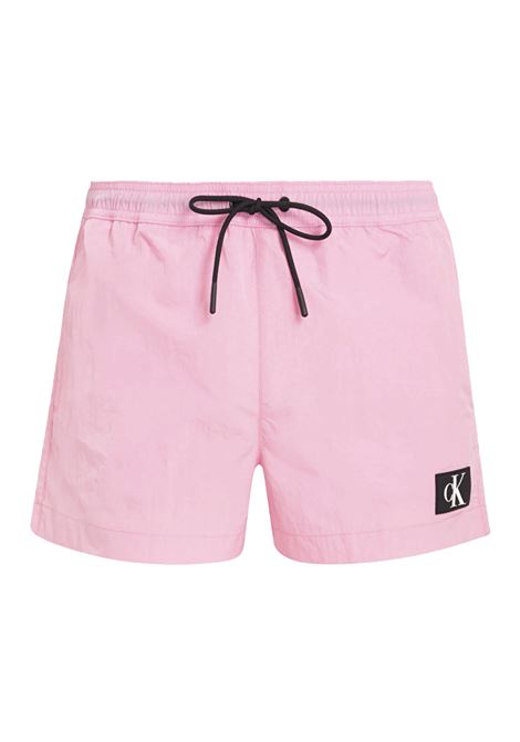 Costume Calvin Klein Logo Patch Short Drawstring Rosa Uomo CALVIN KLEIN SWIMWEAR | Costumi | KM0KM00979-TFZ